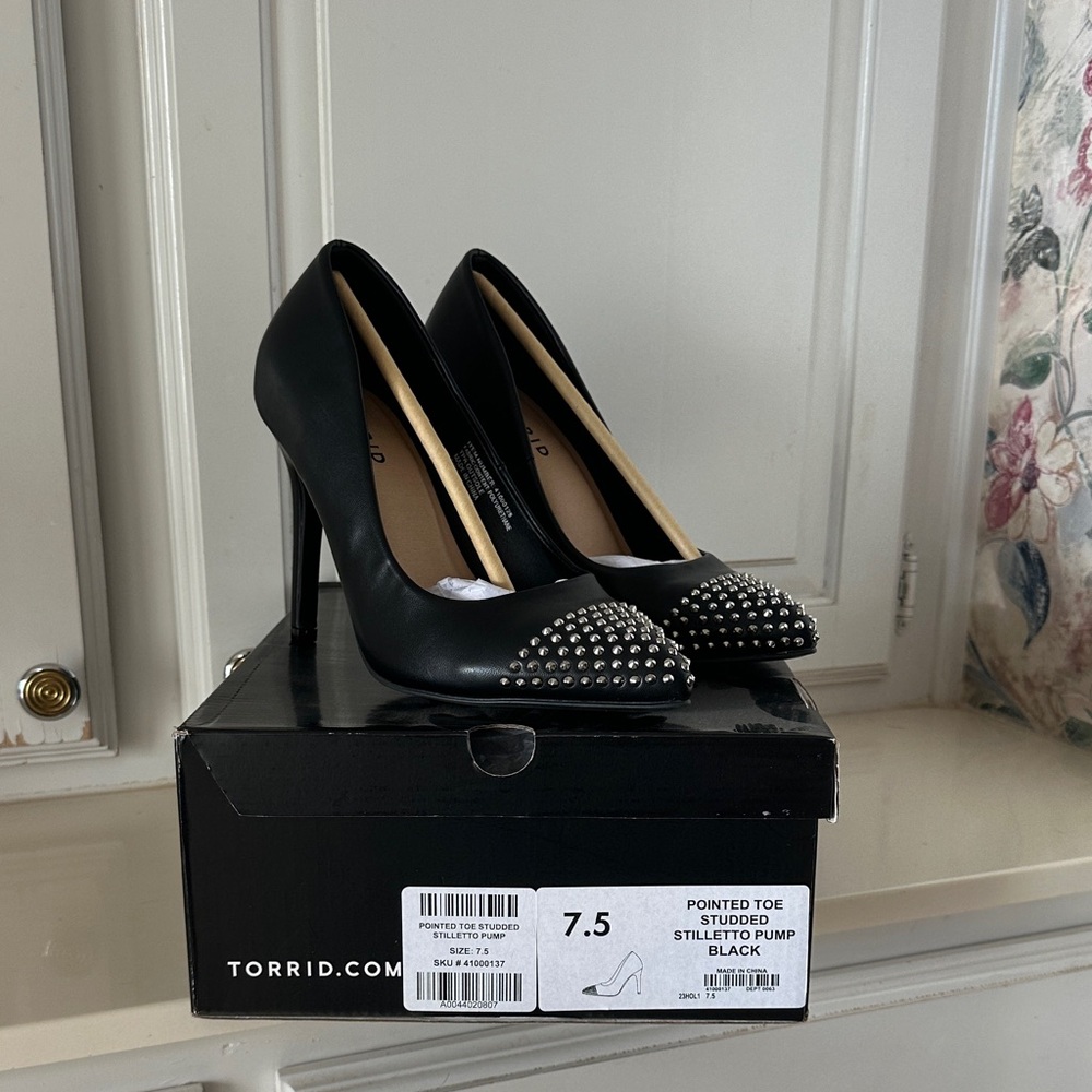 Torrid Black Studded Pointed Toe Heels